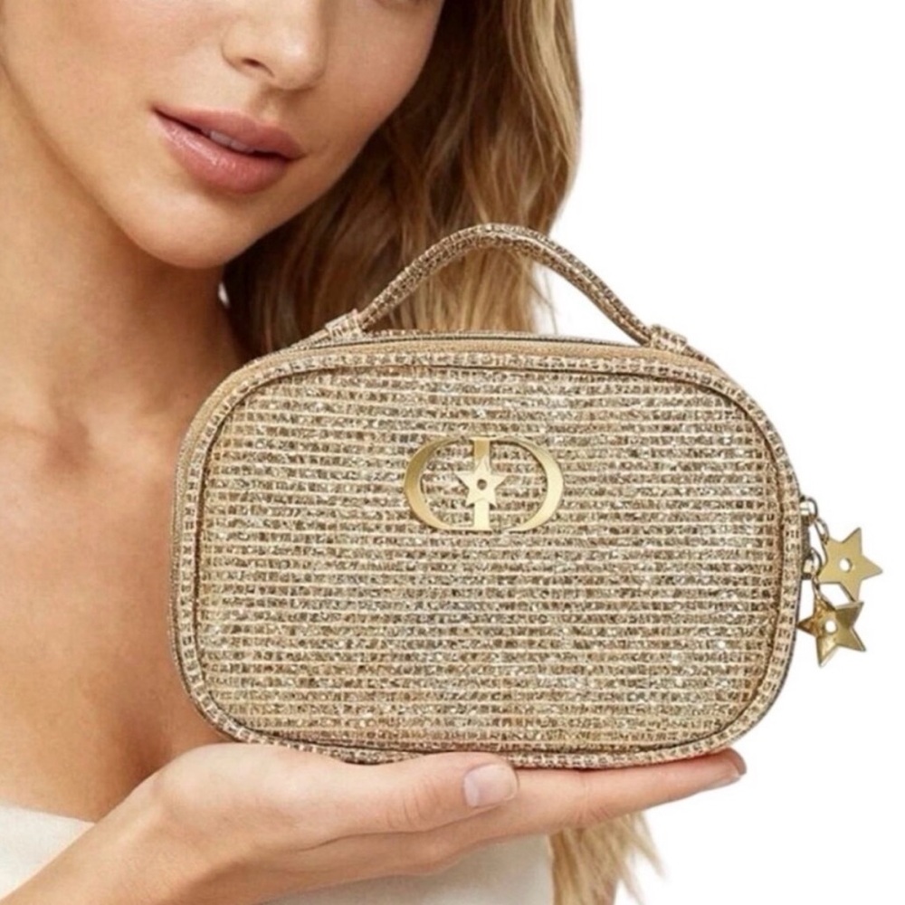 New in Box DIOR Limited Edition Gold Woven Pouch NIB